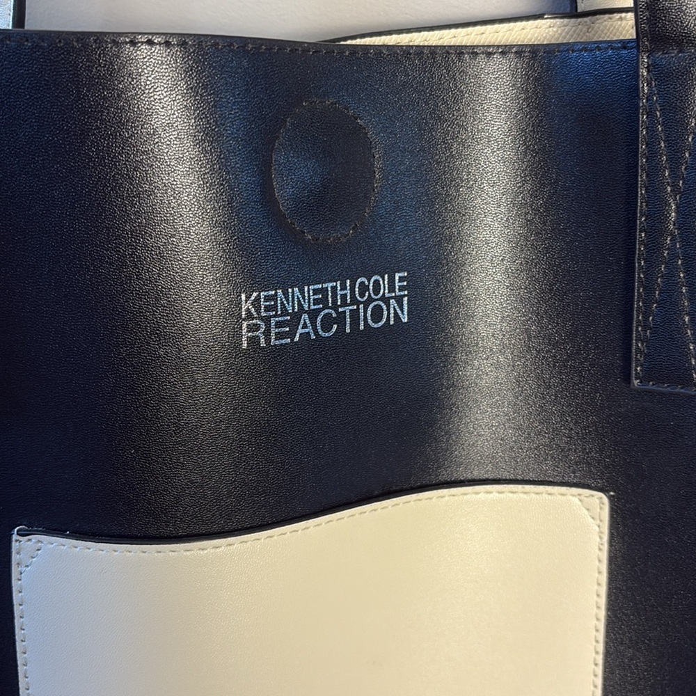Kenneth Cole Reaction Black and Cream Tote Bag - Picture 2 of 6